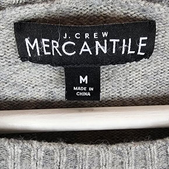 J. Crew Mercantile Sweater Men M Lamb's Wool Blend Crew Neck Heather Grey Knit - Picture 2 of 5